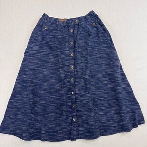 Pendleton Womens Button Front Skirt Blue Stripe Portland Collection Size S